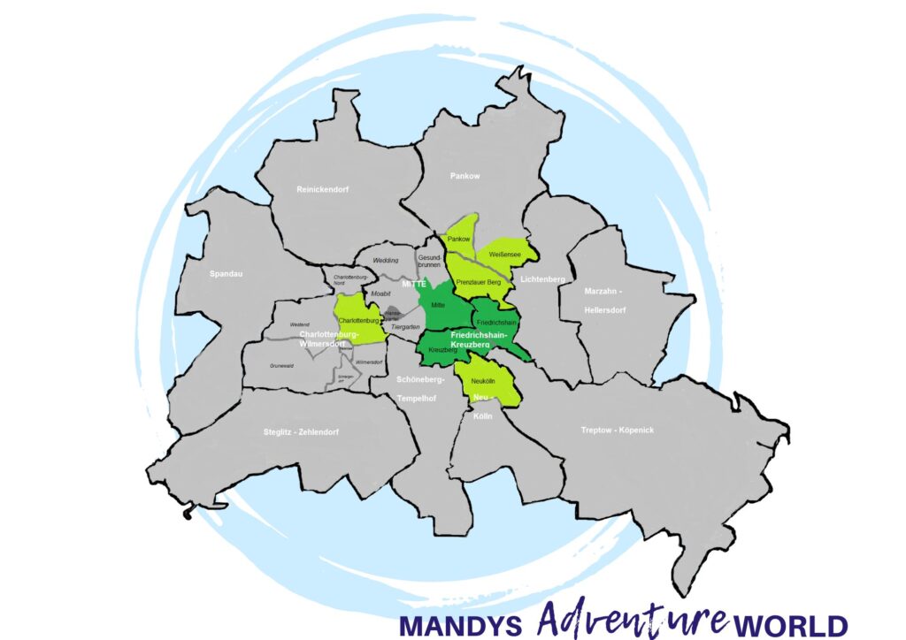 map of Berlin with marked areas for affordable accommodation